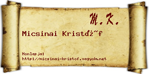 Micsinai Kristóf névjegykártya